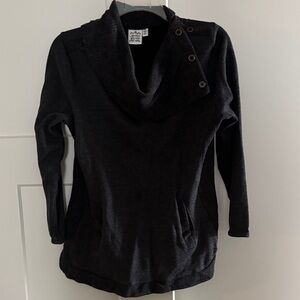 Parsley & Sage Cozy Black Women’s Button-Shoulder Cowl Neck Sweater